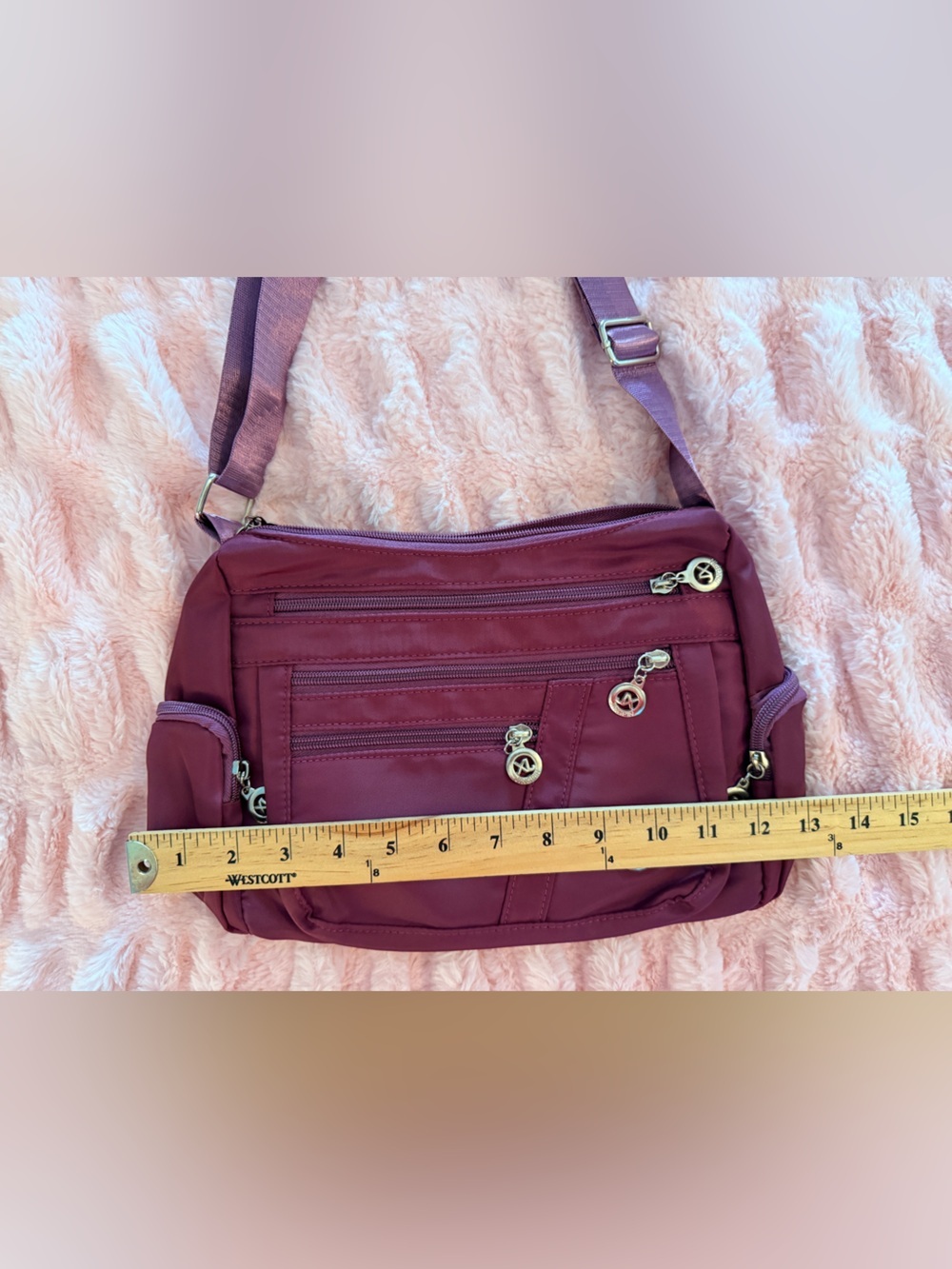 JINGPIN Purple Nylon Crossbody Travel Bag Purse - Picture 9 of 14